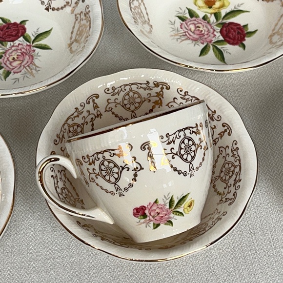 Alfred Meakin fruit bowl, 22K gold & flowers vintage small, desert, EUC. - Picture 11 of 15